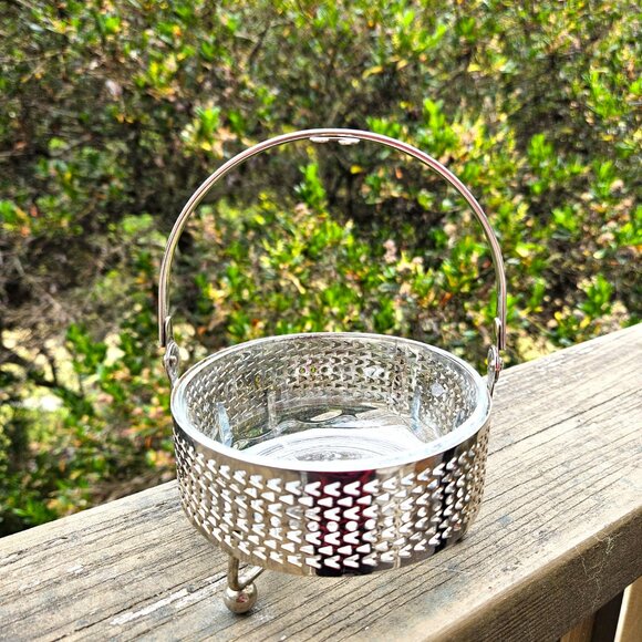 Vintage Arcoroc France Condiment Holder Glass And Metal - Picture 3 of 8